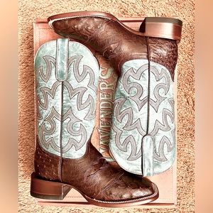 Full Quill Ostrich Square Toe Boots By Old Gringo